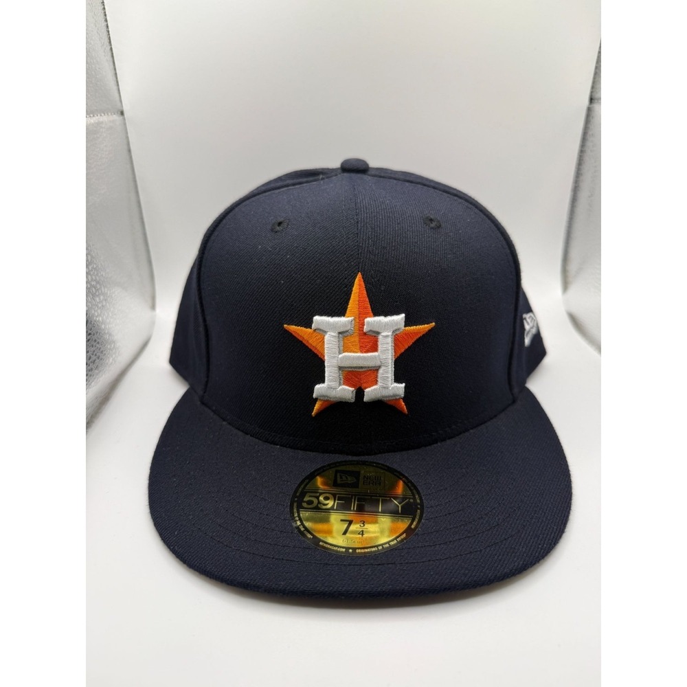 New Era 59Fifty Houston Astros Classic Navy Blue Orange Star Hat Size 7 3/4